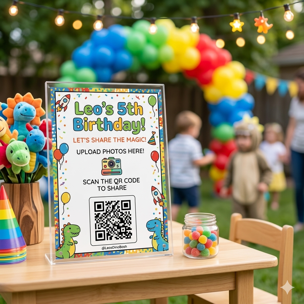 Birthday Digital Guestbook & QR Photo Sharing